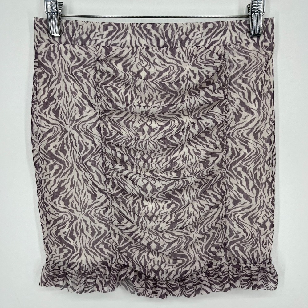 Free People Romi Mesh Mini Skirt Women's Size S Purple Animal Print Lined